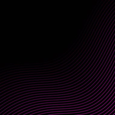 Çizgiler ve dalgalarla soyut bir arkaplan. Pankart. Tasarım elementi siyahta izole edildi. Broşür, broşür, broşür, broşür, poster için vektör arkaplan. Pembe ve siyah eğim. Mor, karanlık, gece