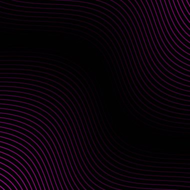 Çizgiler ve dalgalarla soyut bir arkaplan. Pankart. Tasarım elementi siyahta izole edildi. Broşür, broşür, broşür, broşür, poster için vektör arkaplan. Pembe ve siyah eğim. Mor, karanlık, gece