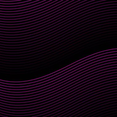 Çizgiler ve dalgalarla soyut bir arkaplan. Pankart. Tasarım elementi siyahta izole edildi. Broşür, broşür, broşür, broşür, poster için vektör arkaplan. Pembe ve siyah eğim. Mor, karanlık, gece