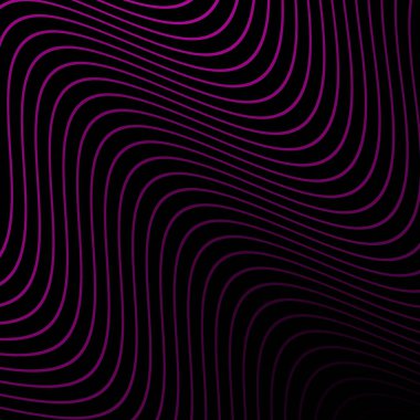 Çizgiler ve dalgalarla soyut bir arkaplan. Pankart. Tasarım elementi siyahta izole edildi. Broşür, broşür, broşür, broşür, poster için vektör arkaplan. Pembe ve siyah eğim. Mor, karanlık, gece