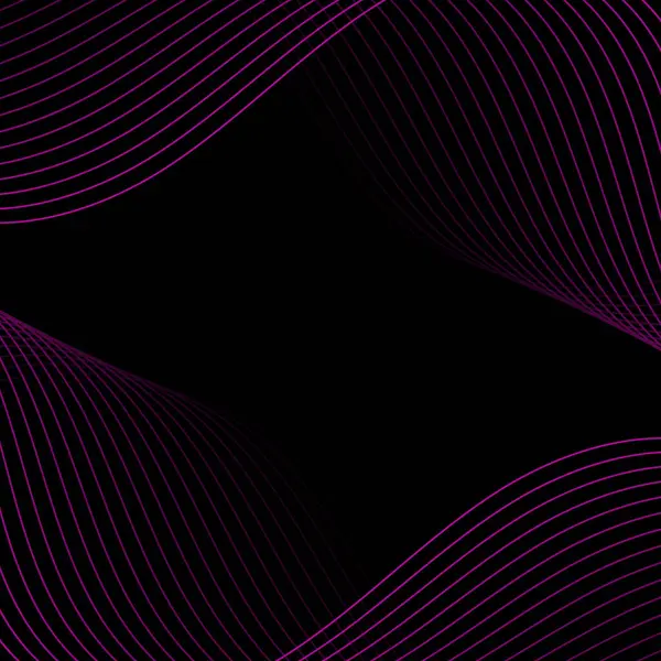 Çizgiler ve dalgalarla soyut bir arkaplan. Pankart. Tasarım elementi siyahta izole edildi. Broşür, broşür, broşür, broşür, poster için vektör arkaplan. Pembe ve siyah eğim. Mor, karanlık, gece