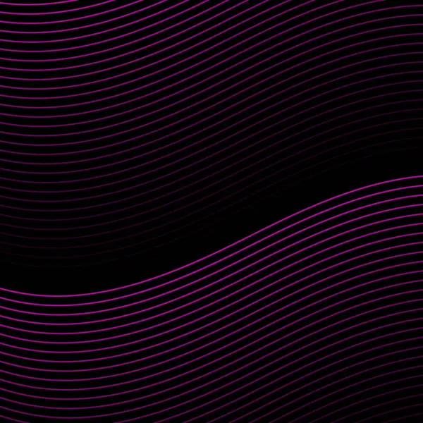 Çizgiler ve dalgalarla soyut bir arkaplan. Pankart. Tasarım elementi siyahta izole edildi. Broşür, broşür, broşür, broşür, poster için vektör arkaplan. Pembe ve siyah eğim. Mor, karanlık, gece