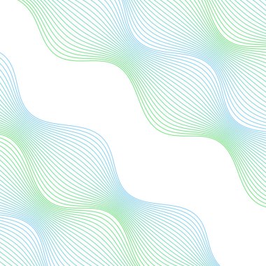 Çizgiler ve dalgalarla soyut bir arkaplan. Pankart. Tasarım elementi beyazda izole edildi. Broşür, broşür, broşür, broşür, poster için vektör arkaplan. Renkli bir eğilim. Yeşil, mavi