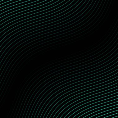 Çizgiler ve dalgalarla soyut bir arkaplan. Pankart. Tasarım elementi siyahta izole edildi. Broşür, broşür, broşür, broşür, poster için vektör arkaplan. Mavi ve siyah eğim. Turkuaz, karanlık, gece