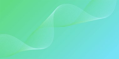 Çizgiler ve dalgalarla soyut bir arkaplan. Orta boy pankart. Tasarım elementi izole edildi. Broşür, broşür, broşür, broşür, poster için vektör arkaplan. Yeşil ve mavi eğim