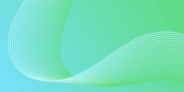 Çizgiler ve dalgalarla soyut bir arkaplan. Orta boy pankart. Tasarım elementi izole edildi. Broşür, broşür, broşür, broşür, poster için vektör arkaplan. Yeşil ve mavi eğim