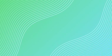 Çizgiler ve dalgalarla soyut bir arkaplan. Orta boy pankart. Tasarım elementi izole edildi. Broşür, broşür, broşür, broşür, poster için vektör arkaplan. Yeşil ve mavi eğim