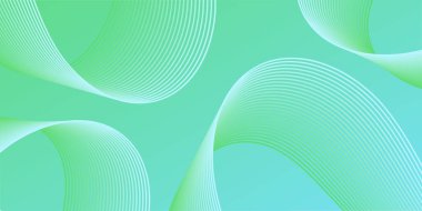 Çizgiler ve dalgalarla soyut bir arkaplan. Orta boy pankart. Tasarım elementi izole edildi. Broşür, broşür, broşür, broşür, poster için vektör arkaplan. Yeşil ve mavi eğim