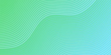Çizgiler ve dalgalarla soyut bir arkaplan. Orta boy pankart. Tasarım elementi izole edildi. Broşür, broşür, broşür, broşür, poster için vektör arkaplan. Yeşil ve mavi eğim