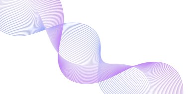 Çizgiler ve dalgalarla soyut bir arkaplan. Orta boy pankart. Tasarım elementi beyazda izole edildi. Broşür, broşür, broşür, broşür, poster için vektör arkaplan. Renkli bir eğilim. Mavi ve mor