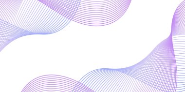 Çizgiler ve dalgalarla soyut bir arkaplan. Orta boy pankart. Tasarım elementi beyazda izole edildi. Broşür, broşür, broşür, broşür, poster için vektör arkaplan. Renkli bir eğilim. Mavi ve mor