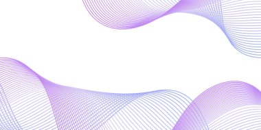 Çizgiler ve dalgalarla soyut bir arkaplan. Orta boy pankart. Tasarım elementi beyazda izole edildi. Broşür, broşür, broşür, broşür, poster için vektör arkaplan. Renkli bir eğilim. Mavi ve mor