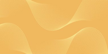 Çizgiler ve dalgalarla soyut bir arkaplan. Orta boy pankart. Tasarım elementi izole edildi. Broşür, broşür, broşür, broşür, poster için vektör arkaplan. Turuncu ve sarı eğim