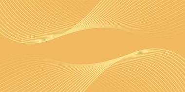 Çizgiler ve dalgalarla soyut bir arkaplan. Orta boy pankart. Tasarım elementi izole edildi. Broşür, broşür, broşür, broşür, poster için vektör arkaplan. Turuncu ve sarı eğim