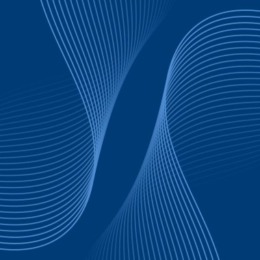 Çizgiler ve dalgalarla soyut bir arkaplan. Pankart. Tasarım elementi izole edildi. Broşür, broşür, broşür, broşür, poster için vektör arkaplan. Mavi gradyan. Koyu mavi 