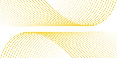 Çizgiler ve dalgalarla soyut bir arkaplan. Orta boy pankart. Tasarım elementi beyazda izole edildi. Broşür, broşür, broşür, broşür, poster için vektör arkaplan. Beyaz ve sarı eğim