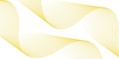 Çizgiler ve dalgalarla soyut bir arkaplan. Orta boy pankart. Tasarım elementi beyazda izole edildi. Broşür, broşür, broşür, broşür, poster için vektör arkaplan. Beyaz ve sarı eğim