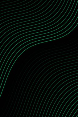 Çizgiler ve dalgalarla soyut bir arkaplan. Standart poster boyutunda. Tasarım elementi izole edildi. Broşür, broşür, broşür ve broşür için vektör arkaplan. Siyah ve yeşil gradyan