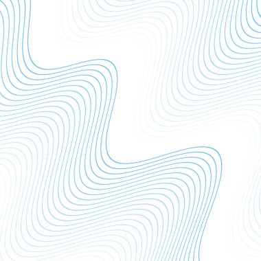 Çizgiler ve dalgalarla soyut bir arkaplan. Pankart. Tasarım elementi beyazda izole edildi. Broşür, broşür, broşür, broşür, poster için vektör arkaplan. Renkli bir eğilim. Mavi ve beyaz