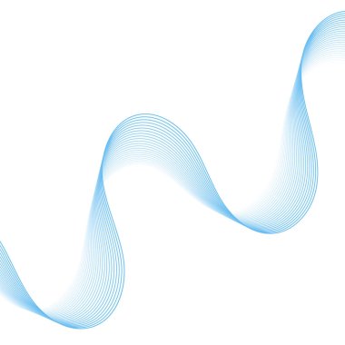 Çizgiler ve dalgalarla soyut bir arkaplan. Pankart. Tasarım elementi beyazda izole edildi. Broşür, broşür, broşür, broşür, poster için vektör arkaplan. Renkli bir eğilim. Mavi ve beyaz