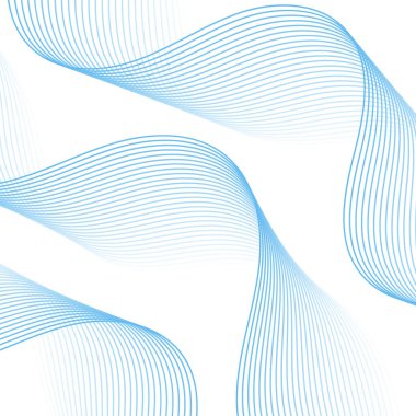 Çizgiler ve dalgalarla soyut bir arkaplan. Pankart. Tasarım elementi beyazda izole edildi. Broşür, broşür, broşür, broşür, poster için vektör arkaplan. Renkli bir eğilim. Mavi ve beyaz