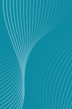 Çizgiler ve dalgalarla soyut bir arkaplan. Standart poster boyutunda. Tasarım elementi izole edildi. Broşür, broşür, broşür ve broşür için vektör arkaplan. Turkuaz gradyan. Mavi renk 