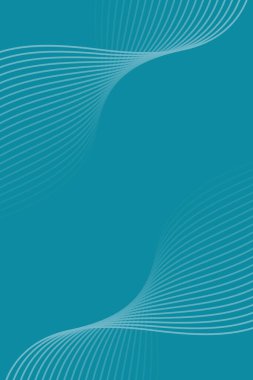 Çizgiler ve dalgalarla soyut bir arkaplan. Standart poster boyutunda. Tasarım elementi izole edildi. Broşür, broşür, broşür ve broşür için vektör arkaplan. Turkuaz gradyan. Mavi renk 