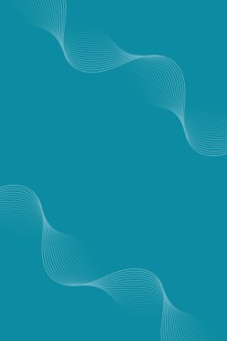 Çizgiler ve dalgalarla soyut bir arkaplan. Standart poster boyutunda. Tasarım elementi izole edildi. Broşür, broşür, broşür ve broşür için vektör arkaplan. Turkuaz gradyan. Mavi renk 