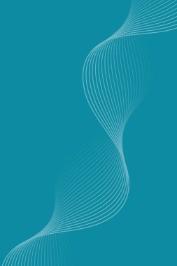 Çizgiler ve dalgalarla soyut bir arkaplan. Standart poster boyutunda. Tasarım elementi izole edildi. Broşür, broşür, broşür ve broşür için vektör arkaplan. Turkuaz gradyan. Mavi renk 