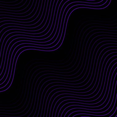 Çizgiler ve dalgalarla soyut bir arkaplan. Pankart. Tasarım elementi siyahta izole edildi. Broşür, broşür, broşür, broşür, poster için vektör arkaplan. Mor ve siyah eğim. Mavi, karanlık, gece