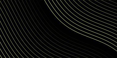 Çizgiler ve dalgalarla soyut bir arkaplan. Orta boy pankart. Tasarım elementi siyahta izole edildi. Broşür, broşür, broşür, broşür, poster için vektör arkaplan. Yeşil ve siyah gradyan