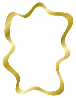 Altın eğimli metal çerçeve beyaza izole edilmiş. Fotoğraf için vektör çerçevesi. Mesaj, sertifika, resim, diploma çerçevesi. Lüks, altın, düğün, kutlama. Dalgalı kare