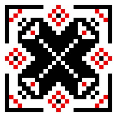 Beyaz üzerine izole edilmiş geleneksel geometrik süs. Ukrayna 'nın Vyshyvanka simgesi. Çapraz dikiş. Siyah ve kırmızı renklerde nakış. Tasarım için vektör ögesi. Halk düzeni