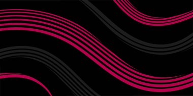 Çizgiler ve dalgalarla soyut bir arkaplan. Olay afişi. Orta boy pankart. Broşür, broşür, broşür ve broşür için vektör arkaplan. Tasarım için soyut bir öğe. Pembe ve siyah renk.