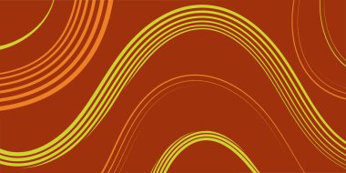 Çizgiler ve dalgalarla soyut bir arkaplan. Olay afişi. Orta boy pankart. Broşür, broşür, broşür ve broşür için vektör arkaplan. Tasarım için soyut bir öğe. Kahverengi, turuncu, sarı renkler