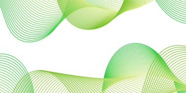 Çizgiler ve dalgalarla soyut bir arkaplan. Orta boy pankart. Tasarım elementi beyazda izole edildi. Broşür, broşür, broşür, broşür, poster için vektör arkaplan. Yeşil Gradyan