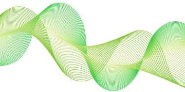 Çizgiler ve dalgalarla soyut bir arkaplan. Orta boy pankart. Tasarım elementi beyazda izole edildi. Broşür, broşür, broşür, broşür, poster için vektör arkaplan. Yeşil Gradyan