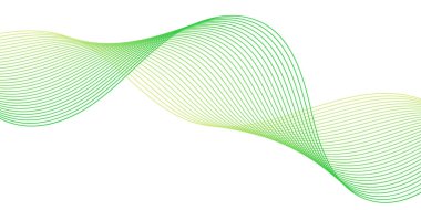 Çizgiler ve dalgalarla soyut bir arkaplan. Orta boy pankart. Tasarım elementi beyazda izole edildi. Broşür, broşür, broşür, broşür, poster için vektör arkaplan. Yeşil Gradyan