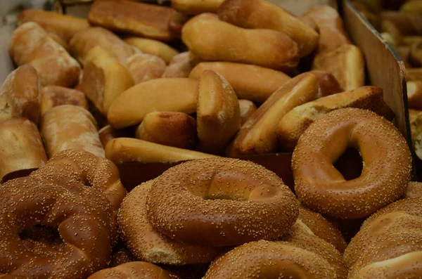 Bagels Frais Appétissants Pâtisserie Israélienne Bagels Pour Sandwich — Photo
