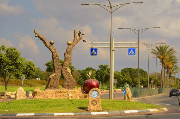 Israel Netivot Novembre 2022 Rotonda Sulla Strada Monumento Melo Sculture — Foto Stock