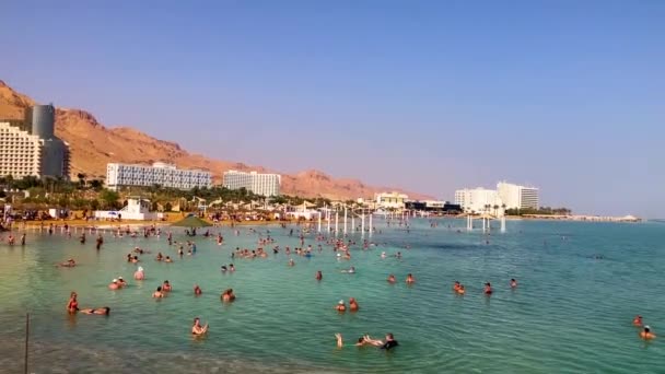 Det Israel Dead Sea Resort Ein Bobek November 2022 Stranden — Stockvideo