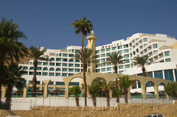 Izrael Ein Bobek Dead Sea Listopad2022 Pohled Letovisko Hotelové Fasády — Stock fotografie