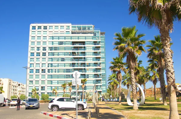 Israel Herzliya Modernt Bostadshus Vid Kusten Havsutsikt Moderna Lägenheter Fastighetsköp — Stockfoto