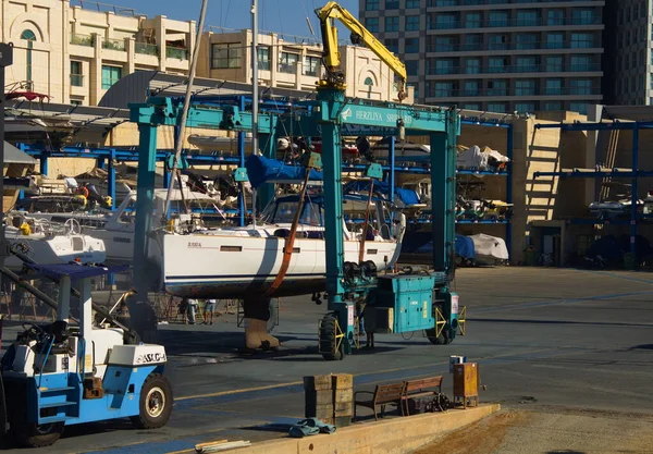 Réparation Voilier Sur Les Quais Marina Herzliya Israël Novembre 2022 — Photo