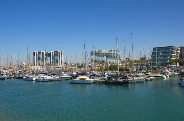 stock image Israel. Herzliya November 2022. Yacht Marina. Pier where sailing boats are moored. Traveling on a sailboat, sea holidays, rent and charter of yachts.