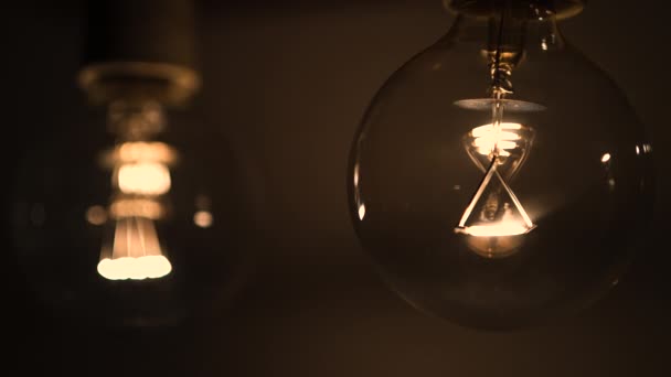 Two Light Bulbs Dark Light Out Tesla Light Bulb Electricity — Stock Video