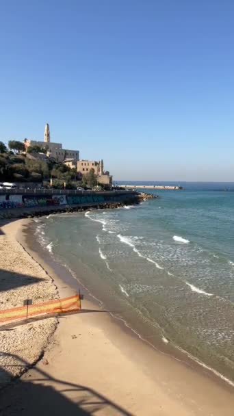 Tel Aviv Srail Ocak 2023 Antik Jaffa Şehrinin Panoraması Deniz — Stok video