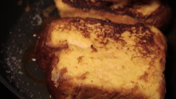 Toast Egg Fried Pan Butter Thickly Sliced White Bread Fried — Vídeo de Stock