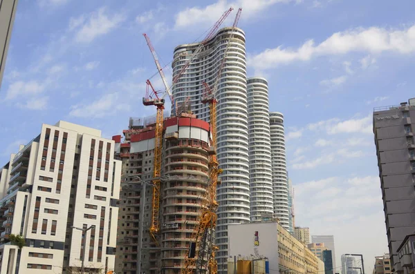 stock image Construction Tel Aviv. Israel. March 2023. Skyscrapers, very tall houses. Construction cranes, residential and office buildings