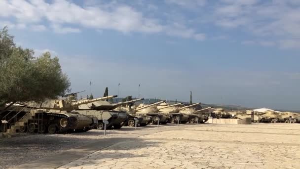 Israel Museo Latrun Enero 2023 Tanques Vehículos Blindados Museo Militar — Vídeo de stock